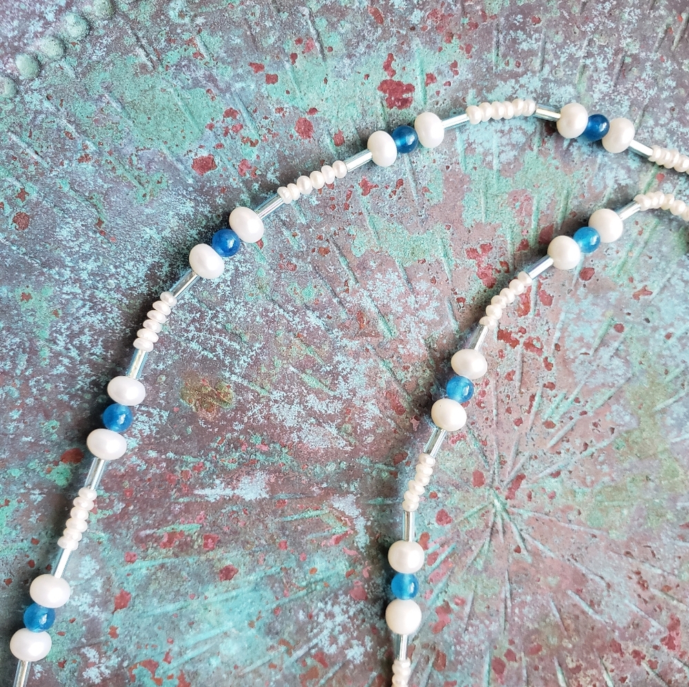Blue Onyx And Freshwater Pearls Necklace - Picture 3 of 8